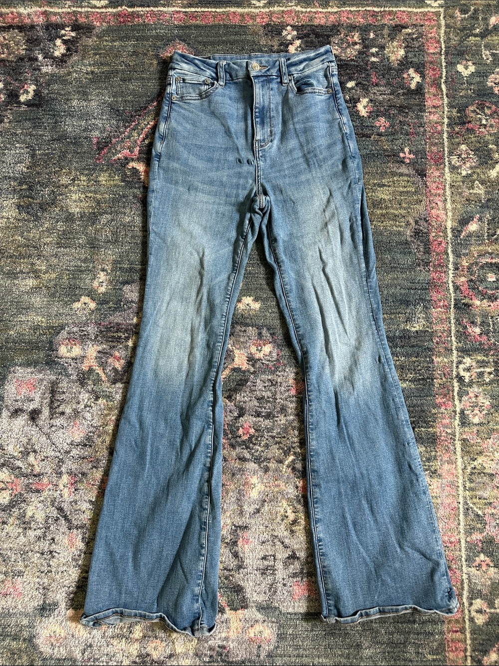 American Eagle Outfitters Curvy Super Hi-Rise Flare Jeans Size 2L - Great Cond!